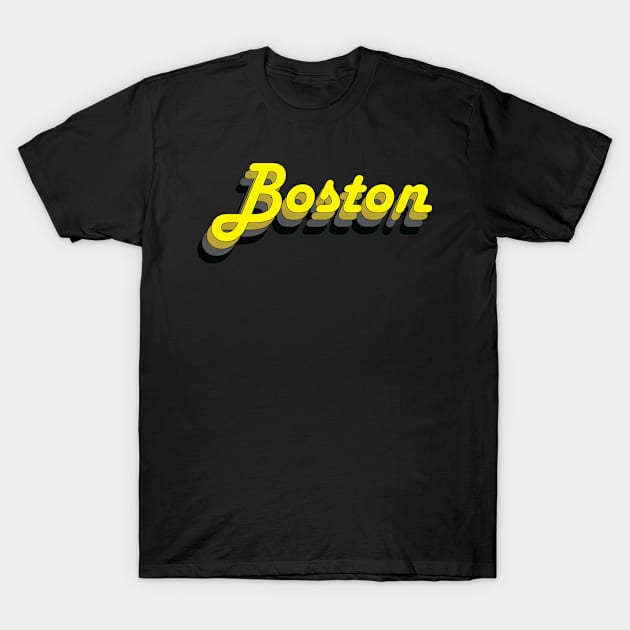 Boston Logo Yellow T-Shirt by Tjamesart